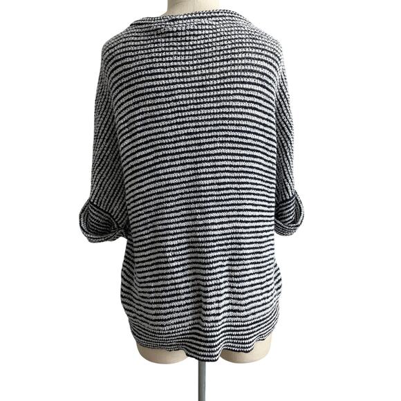 J. Crew Navy White Striped Short Sleeve Sweater Medium - Picture 3 of 8